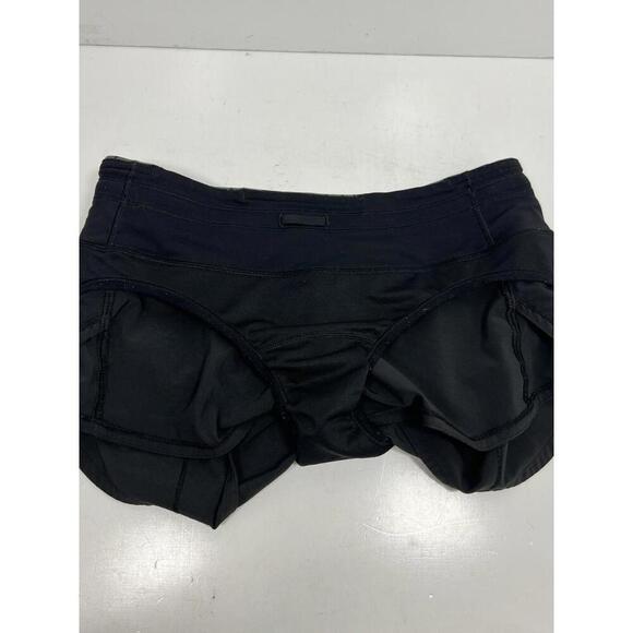 Lululemon Speed Up Women’s Sz 2 Black Efflorescent Barracks Green Lined Shorts - Picture 6 of 8